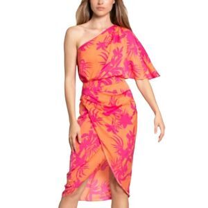 Do+Be Tropical Print One Shoulder Midi Dress Size Medium